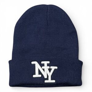 New York Yankees Navy knit cuffed beanie white embroidered “NY” logo